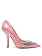 Matchesfashion.com Midnight 00 - Iconic Crystal Embellished Cotton & Pvc Pumps - Womens - Pink