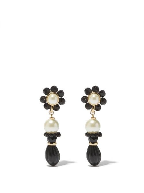 Shrimps - Alder Bead And Faux-pearl Drop Earrings - Womens - Black White