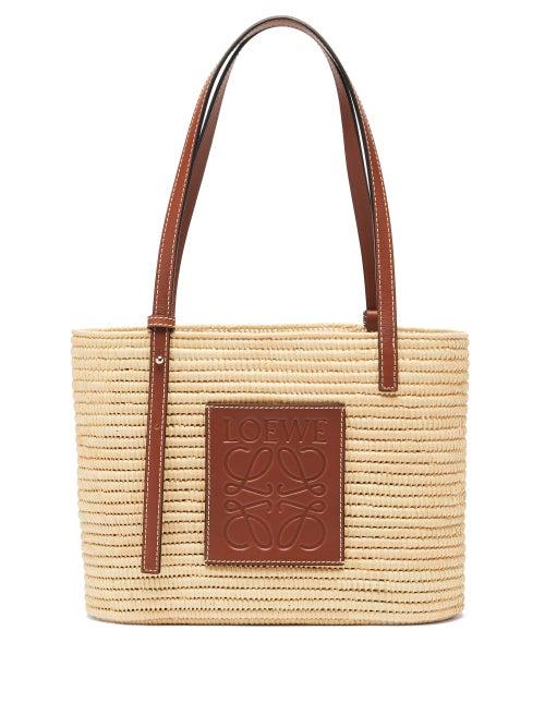 Ladies Bags Loewe Paula's Ibiza - Small Raffia And Leather Basket Bag - Womens - Tan Multi