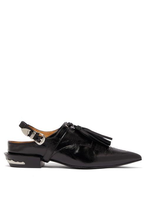 Matchesfashion.com Toga - Detachable Tassel Patent Leather Mules - Womens - Black