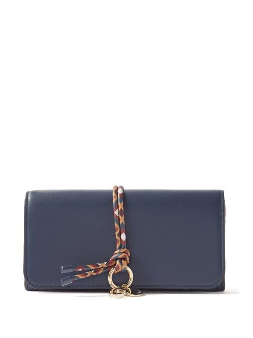 Chlo - Alphabet Grained-leather Continental Wallet - Womens - Navy Multi