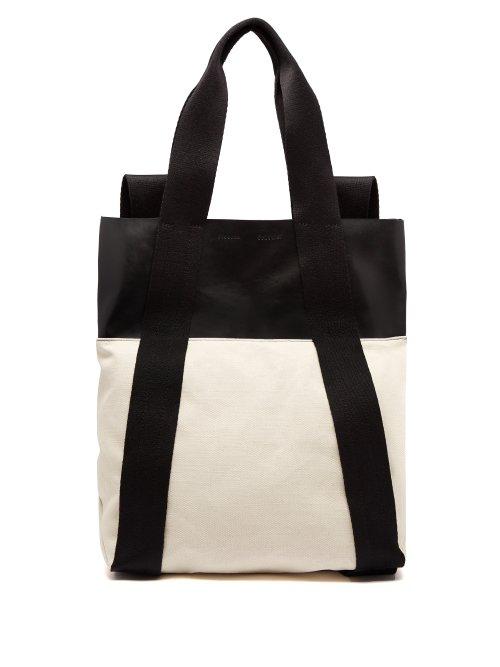 Matchesfashion.com Proenza Schouler - Logo Convertible Leather And Canvas Backpack - Womens - White Black