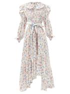 Matchesfashion.com Horror Vacui - Defensia Floral-print Cotton Midi Dress - Womens - White Print