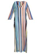 Matchesfashion.com Diane Von Furstenberg - Striped Silk Maxi Kaftan - Womens - Blue Multi