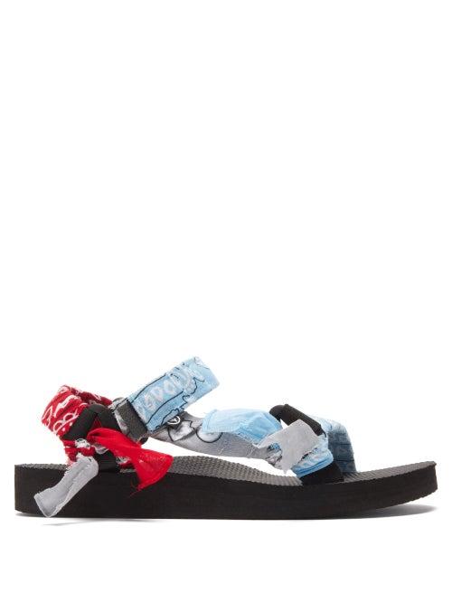 Ladies Shoes Arizona Love - Trekky Bandana-trimmed Sandals - Womens - Grey Multi