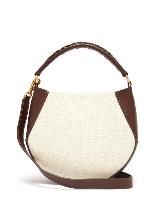 Matchesfashion.com Wandler - Corsa Mini Leather And Canvas Tote - Womens - Brown White