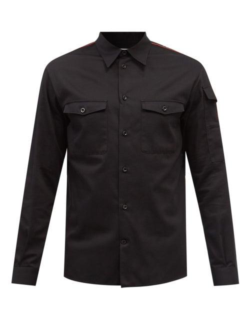 Alexander Mcqueen - Logo-tape Cotton-gabardine Shirt - Mens - Black