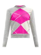 Matchesfashion.com La Fetiche - Argyle-intarsia Lambswool Sweater - Womens - Grey Multi