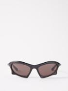 Balenciaga Eyewear - Bat Rectangle-frame Nylon Sunglasses - Womens - Black