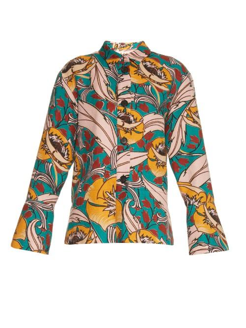 Marni Bellwoods-print Cotton And Linen-blend Jacket