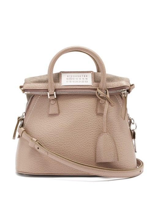 Maison Margiela - 5ac Mini Leather And Canvas Handbag - Womens - Light Pink