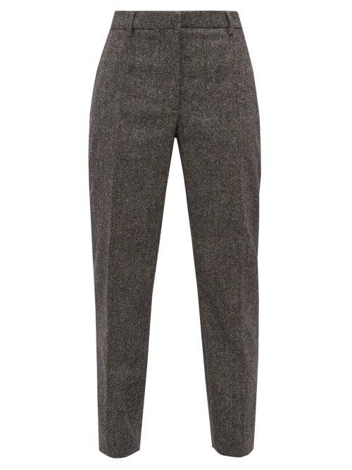 Matchesfashion.com Burberry - Wiluna Cropped Tapered Leg Wool Trousers - Womens - Dark Grey