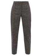 Matchesfashion.com Burberry - Wiluna Cropped Tapered Leg Wool Trousers - Womens - Dark Grey