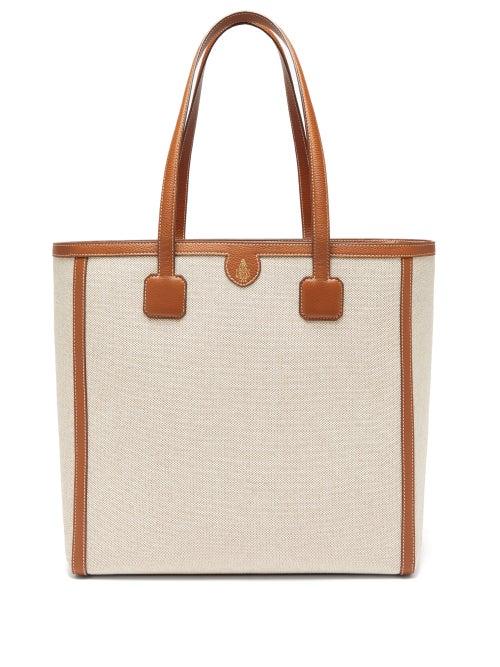 Matchesfashion.com Mark Cross - Antibes Large Leather-trimmed Canvas Tote - Womens - Brown Multi