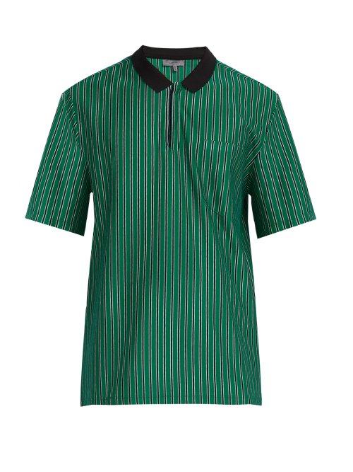 Matchesfashion.com Lanvin - Striped Cotton Piqu Polo Shirt - Mens - Green