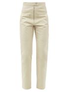 Matchesfashion.com Isabel Marant Toile - Phil High-rise Cotton-blend Tapered-leg Trousers - Womens - Ivory