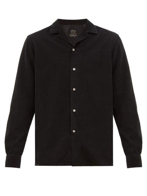 Matchesfashion.com Altea - Cuban Collar Corduroy Shirt - Mens - Black
