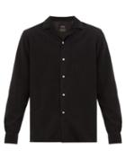 Matchesfashion.com Altea - Cuban Collar Corduroy Shirt - Mens - Black