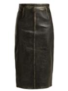 Miu Miu Distressed-leather Pencil Skirt