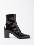 Saint Laurent - Beau 75 Horsebit Patent-leather Boots - Mens - Black