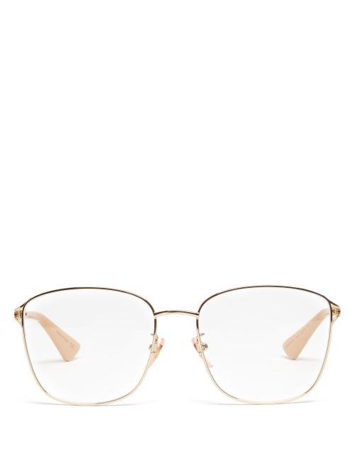 Ladies Accessories Gucci - Square Metal Glasses - Womens - Gold