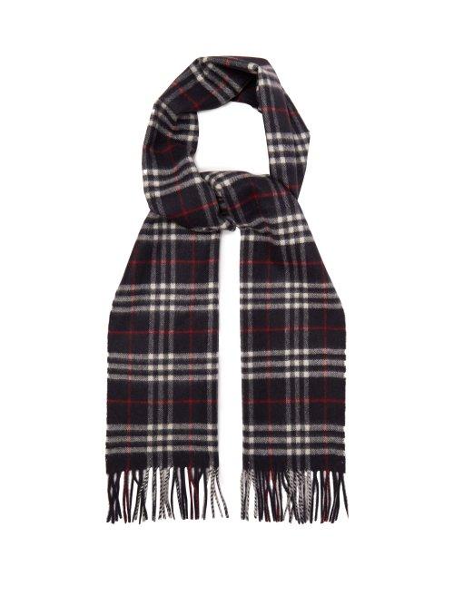 Matchesfashion.com Burberry - Vintage Check Cashmere Scarf - Womens - Navy
