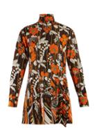 Matchesfashion.com Prada - Roll Neck Floral Print Mini Dress - Womens - Orange Multi