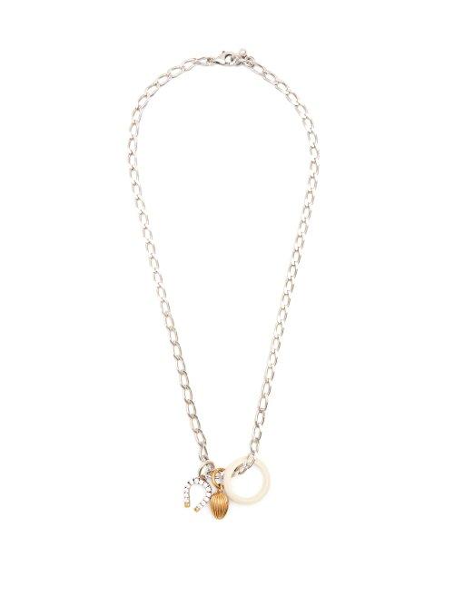 Matchesfashion.com Bottega Veneta - Horseshoe Charm Necklace - Womens - Silver