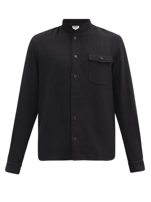 Matchesfashion.com Ymc - Delinquents Ribbed-collar Crepe Shirt - Mens - Black