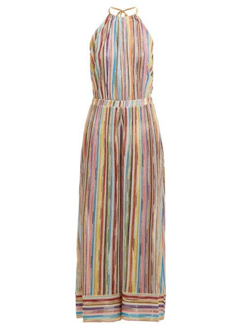 Matchesfashion.com Missoni Mare - Striped Knitted Mesh Halter Jumpsuit - Womens - Multi