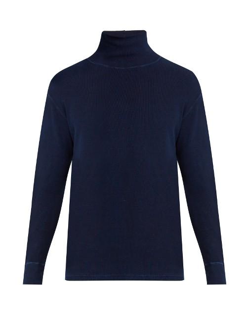 Blue Blue Japan High-neck Stretch-cotton Sweater