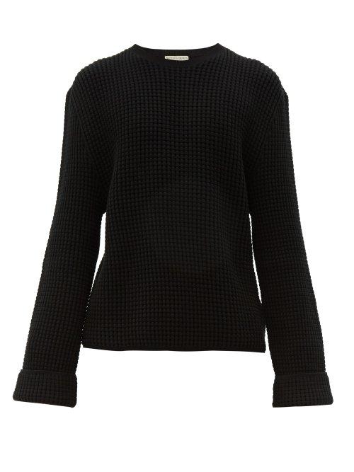 Matchesfashion.com Bottega Veneta - Waffle Knit Cotton Blend Sweater - Mens - Black