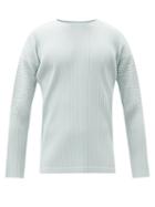 Matchesfashion.com Homme Pliss Issey Miyake - Technical-pleated Long-sleeved T-shirt - Mens - Light Blue