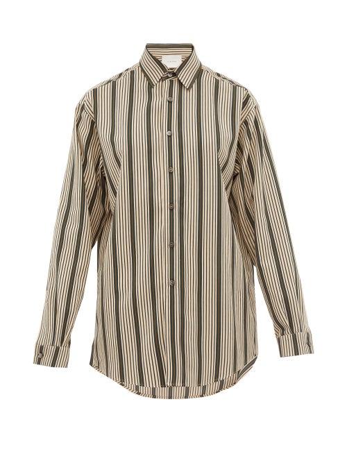 Matchesfashion.com On The Island By Marios Schwab - Ransvik Striped Twill Shirt - Womens - Green Stripe