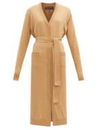 Matchesfashion.com Dolce & Gabbana - Belted Longline Wool Cardigan - Womens - Beige