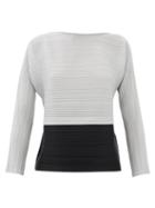 Pleats Please Issey Miyake - Bi-colour Drawstring Technical-pleated Top - Womens - Grey Multi