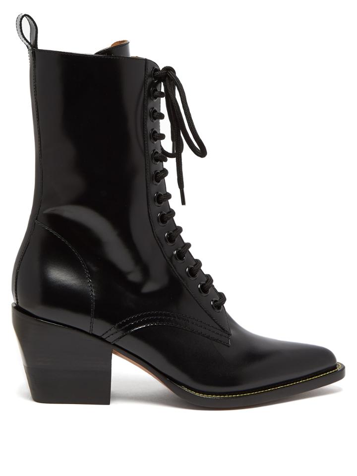 Chloé Point-toe Lace-up Leather Boots