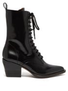 Chloé Point-toe Lace-up Leather Boots