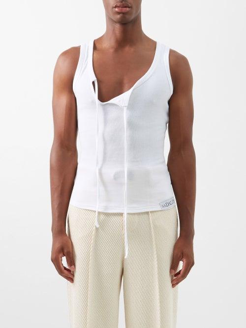S.s. Daley - Logo-patch Ribbed Organic-cotton Jersey Tank Top - Mens - White