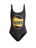 Ganni Charneu Honey-print Swimsuit