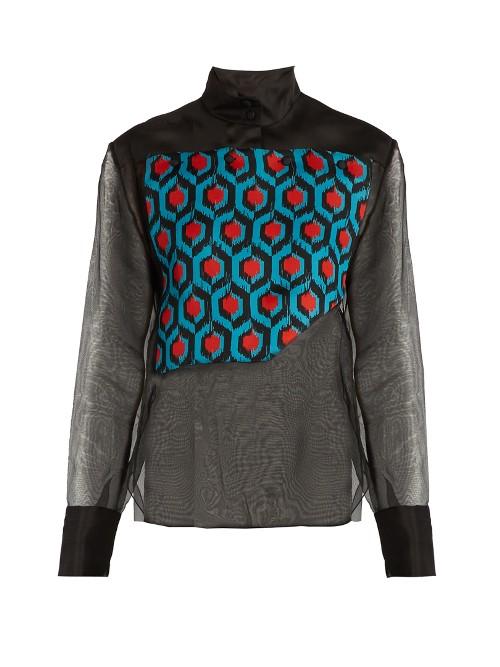 Delpozo Asymmetric-panel Silk-organza Blouse
