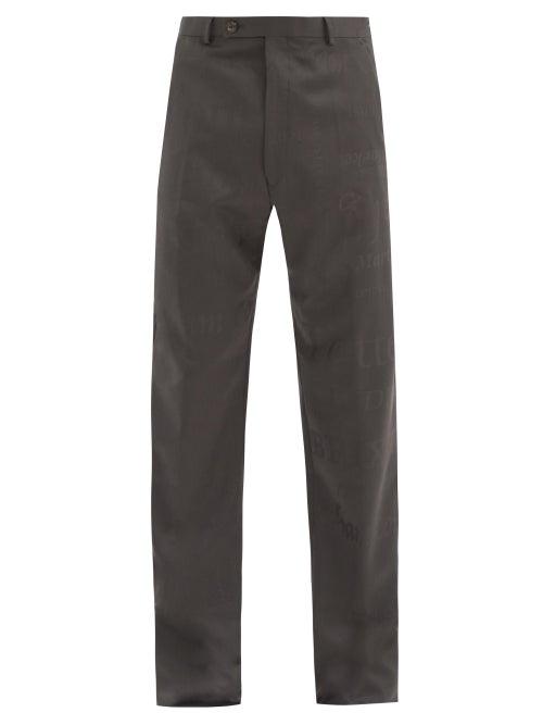 Matchesfashion.com Martine Rose - High-rise Jacquard-woven Wool Trousers - Mens - Grey