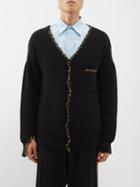 Marni - Whipstitched-logo Wool Cardigan - Mens - Black Yellow