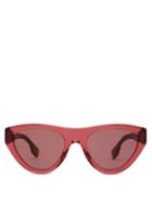 Matchesfashion.com Burberry - Flat Top Cat Eye Acetate Sunglasses - Womens - Red