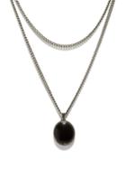 Alexander Mcqueen - Skull & Onyx Double-chain Necklace - Mens - Silver