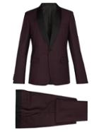 Matchesfashion.com Prada - Contrast Panel Single Breasted Mohair Blend Suit - Mens - Burgundy