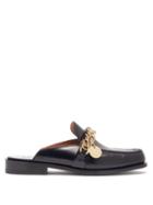 Matchesfashion.com Givenchy - Chain-embellished Leather Backless Loafers - Womens - Black