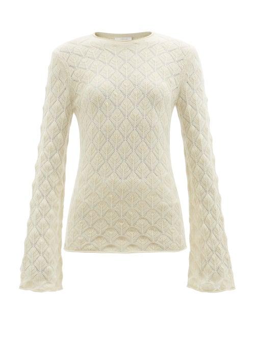 Chlo - Feather-stitch Cashmere Sweater - Womens - White