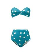 Matchesfashion.com Adriana Degreas - Polka-dot Bandeau Bikini - Womens - Blue Print