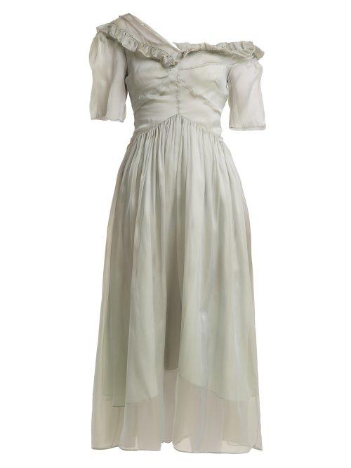 Matchesfashion.com Preen By Thornton Bregazzi - Jacinta One Shoulder Silk Organza Dress - Womens - Grey